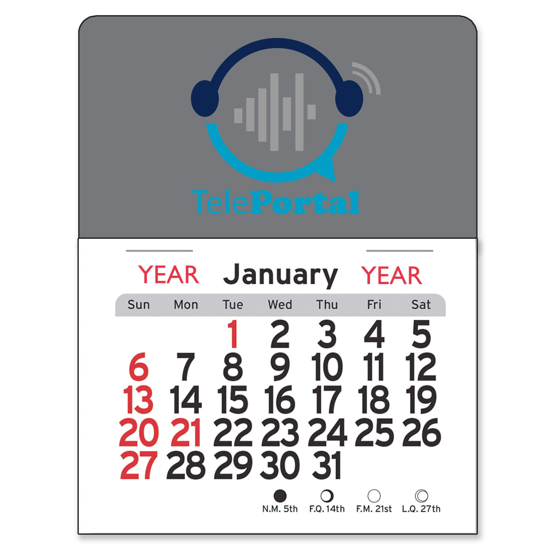 Adhesive Peel-N-Stick® Calendar - Rectangle                          